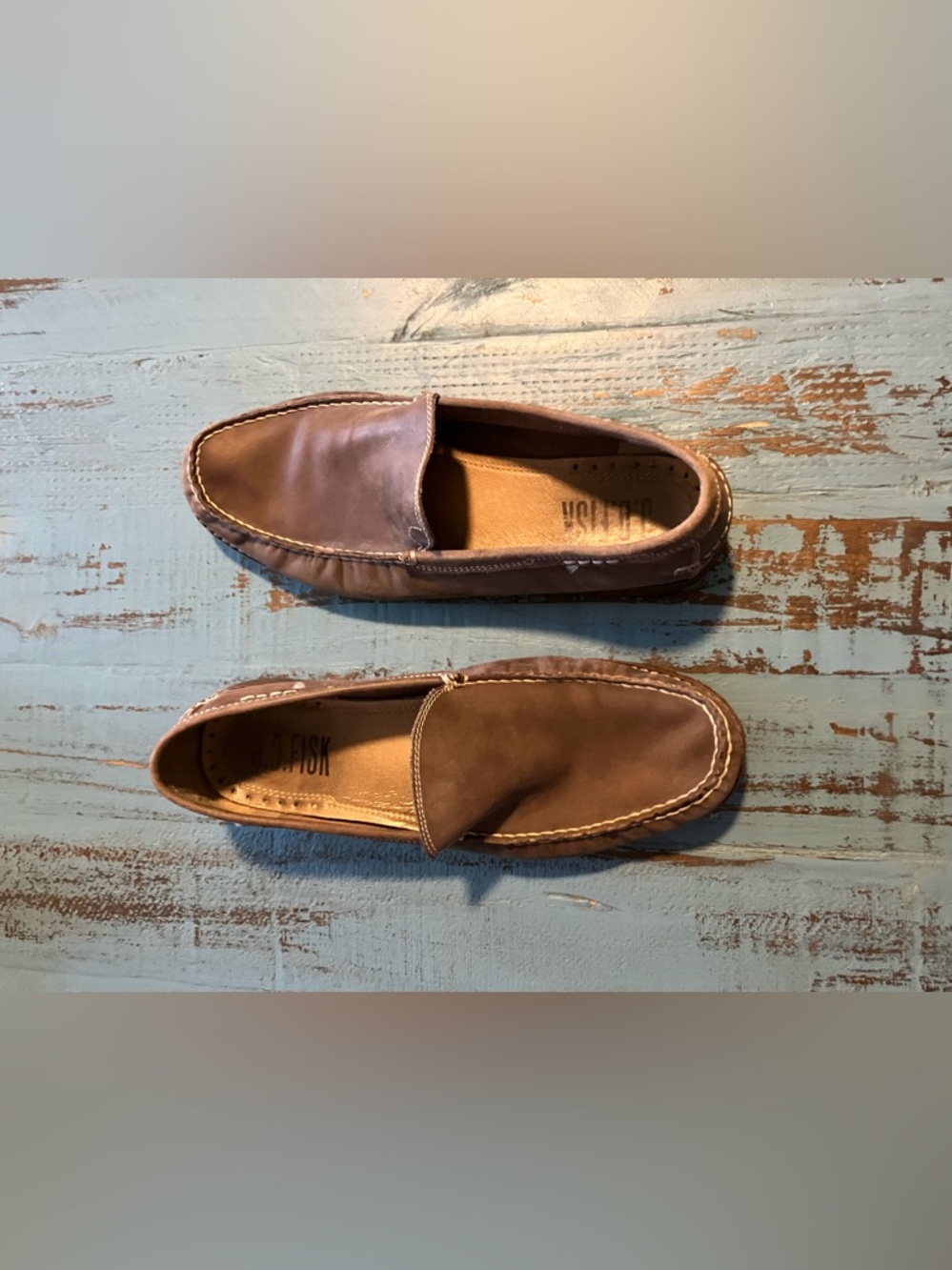 J.D. FISK Men's Soft Brown Leather Slip-On Loafers - Picture 3 of 16